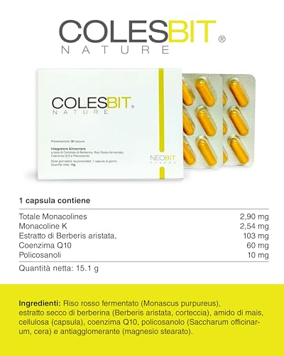 Levadura de Arroz Rojo y Coenzima q10 para Colesterol con Berberina Capsulas Naturales Veganas Sin Gluten Alta Biodisponibilidad 30 uds | Neobit
