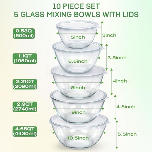Set de 5 Tazones de Vidrio con Tapa para Cocina miniatura 2