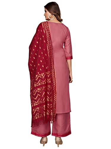 Image of Vbuyz Women's Cotton Blend Solid Straight Stitched Kurta Palazzo with Dupatta