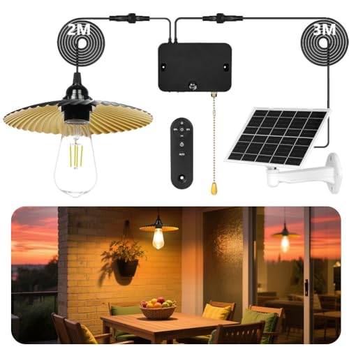 HOTUT Lampes Solaires Interieur Extérieur avec Télécommande, 7800 mAh, 2 Modes Réglable, AUTO ON/OFF, IP54 étanche, Minuteur, Chargement USB, Pour Jardin...