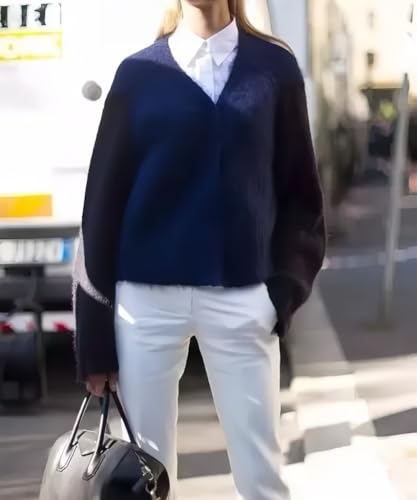 Image of Womens Fuzzy Sweaters Cardigan V-Neck Button Down Oversized Mohair Sweater Casual Y2k 2026 Fall Winter