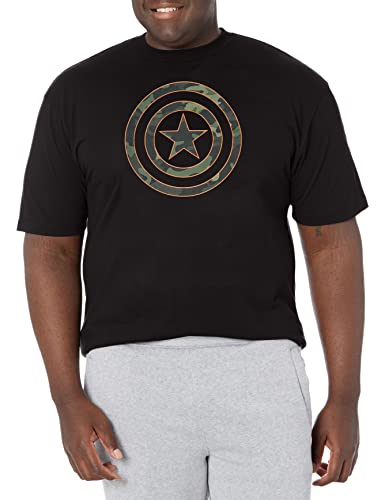 Marvel Men's Captain Camo T-Shirt, Black, 5XL Big Tall