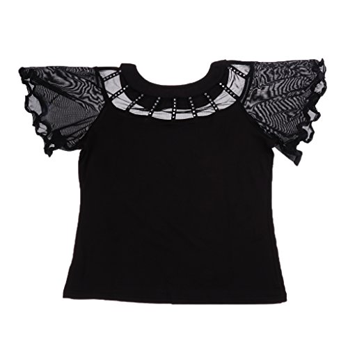 Generic Dança de Salão Dança Moderna Quadrada Roupa Prática de Dança Quadrada Preta XXL