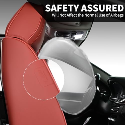 Image of FLORICH Leather Car Seat Covers Luxury Front Car Seat Cover Automotive Car Seat Covers Waterproof Car Seat Protector Cushion Universal Fit for Most Cars Trucks SUV, Red