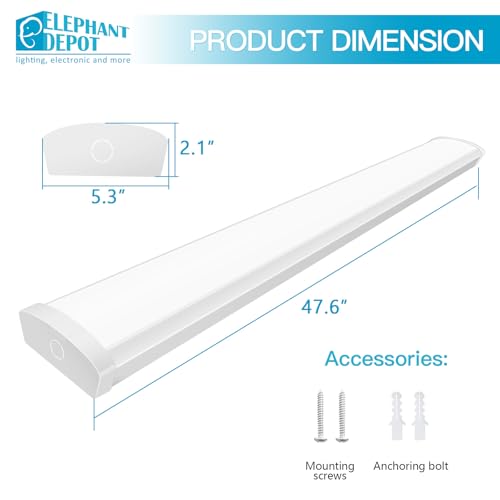 Image of 4PK 4FT LED Wraparound Light, 48 Inch Garage Ceiling Lights, 24 /31 /38 /46W, 5500LM, 3000-6500K 5CCT, 120-277V Hardwired 4FT Led Light Fixtures for Garage, Workshop,Closet,Shop,UL(0-10 v dimming!)