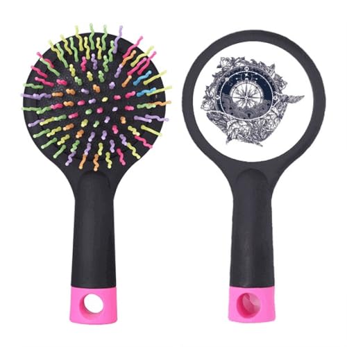 Brosse pneumatique motif boussole et étoiles pour cheveux épais et emmêlés
