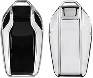 kwmobile Car Key Cover Compatible with BMW Display Car Key - Soft TPU Fob Cover for Car Keys - Silver High Gloss