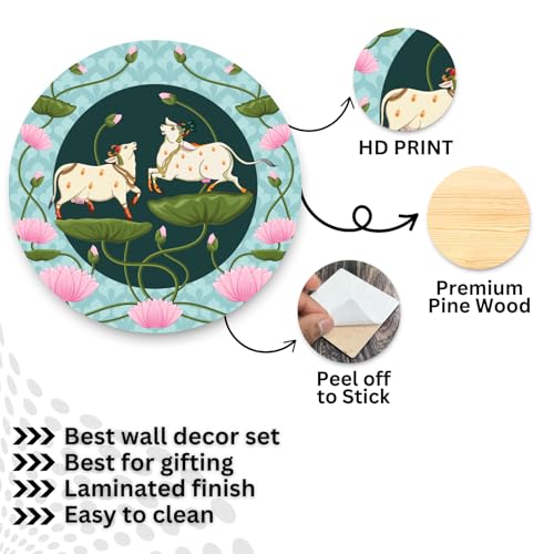Image of RADIQORE Set of 11 Designer MDF Wooden Wall Hanging for Home Decoration | Office | Gift | Wall Decor Hanging Items | Wall Art | Living Room | Bedroom (COW)