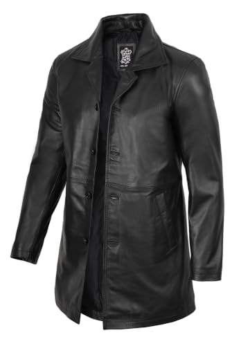 fjackets Leather Coat - Real Lambskin Leather Jacket - Mens Black | [1500045] Supernatural XL