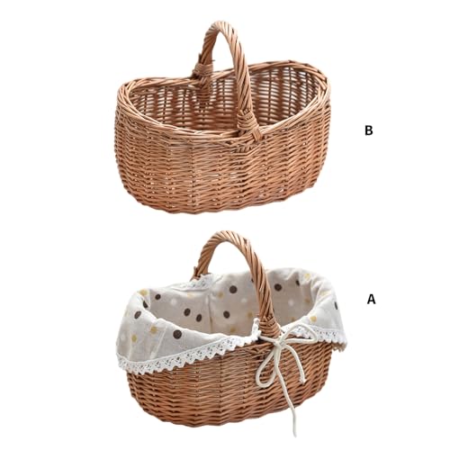 Cesta de mimbre resistente de diseño artesanal para almacenamiento de frutas 6