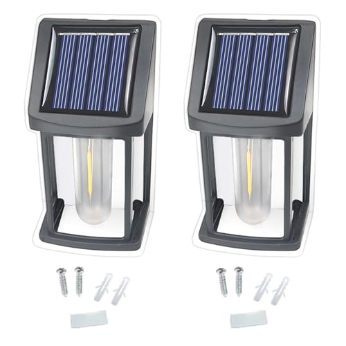 Lámpara solar exterior – Foco decorativo con sensor automático, resistente a la lluvia y larga duración | Lámparas solares para patio, porche, escaleras, vallas, pasillos, decoración nocturna