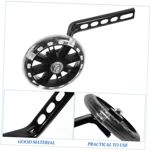Ruedas de entrenamiento y estabilizadores ajustables Ciieeo para bicicleta, ruedas auxiliares negras con luz intermitente, set de 4 piezas para niños miniatura 3
