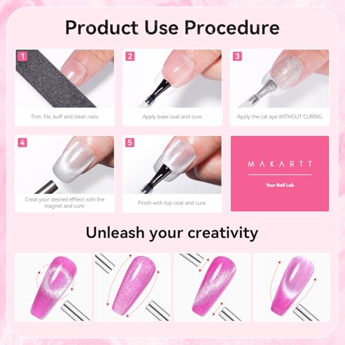 Makartt Universal Silver Cat Eye Gel Polish: Sparkle Glitter Nail Polish Holographic Magnetic Gel with Magnet DIY at Home for Beginner Easy to Use Nail Art Design Manicure 10ml - Thumbnail 6