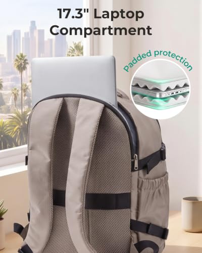 BAGSAMRT-35L-Travel-Backpack-for-Men-Women-17-In-Carry-on-Backpack-Beige