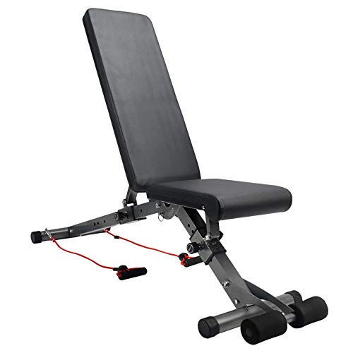 Acobonline Banco de Pesas Ajustable para Fitness Extra Resistente, Banco de Musculación Multifunción para Entrenamiento de Cuerpo Entero, Respaldo abatible, Antideslizante.hasta 700 Libras(320KG) D