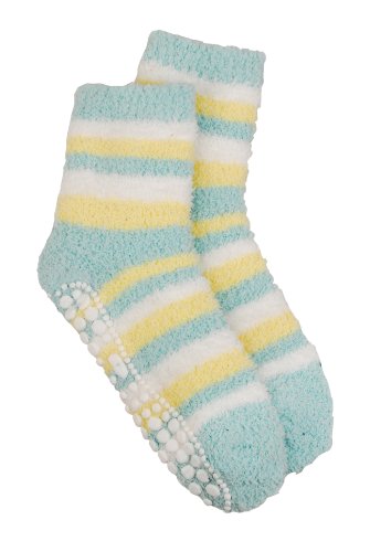 Red Carpet Studios Spa Socks, Banana with Seafoam Green and Cream Stripes