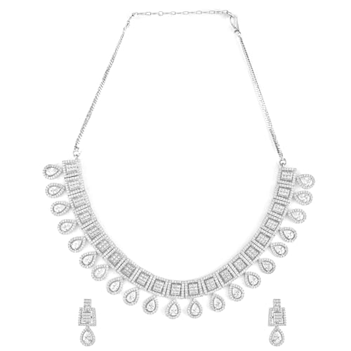 See full amazon price history chart for Rubans Rhodium-plated Premium white Pear & Round Zircons studded Patterned Statement Jewellery set Rubans Rhodium-plated Premium white Pear & Round Zircons studded Patterned Statement Jewellery set (B0D6RVM8N3) Amazon Price History, Amazon Price Tracker