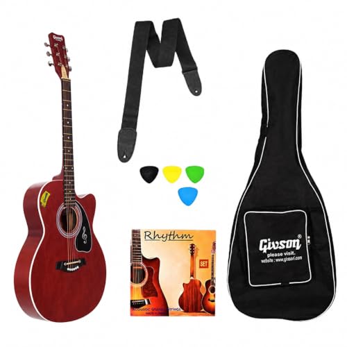 Image of Ketostics Givson Venus Special Guitar Combo Acoustic Guitar With Cover /Bag, Rhythm String Set, Strap and 5 Plectrums (BROWN)