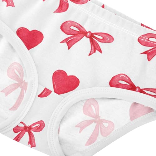Wusikd Watercolor Red Hearts Bows Girls' Underwear Cotton Girls Briefs Soft Toddler Underwear 2T4