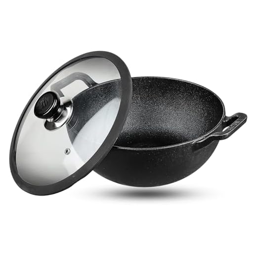 Vinod Legacy Pre Seasoned Cast Iron Kadai with Glass Lid - 3.3 Litre, 24 cm | Naturally Non Stick Kadhai for Cooking | 100% Pure | Toxin Free | Safety Sleeve | Rust Proof