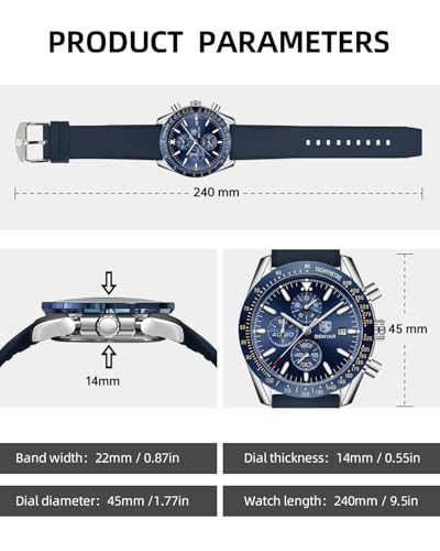 Image of BY BENYAR Watches for Men Analog Quartz Chronograph 30M Waterproof Luminous Big Face Mens Watches Business Work Sport Casual Fashion Designer Dress Men's Wrist Watches Elegant Gift for Men