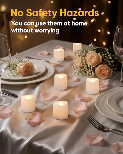Image of 5plots 24-Pack 400+Hours Remote Control Candles, Votive Candles with 2 /4 /6 /8H Timer, Battery Operated Tealights for Party, Table Centerpiece, Home Decor, Halloween, Thanksgiving, Christmas