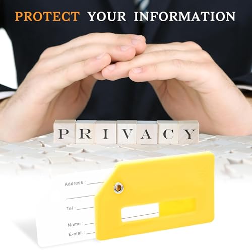 Image of Silicone Luggage Tag for Suitcases with Stainless Loop, TSA Approved, Privacy Protection Travel Essentials Bag Tags by Gostwo, Yellow, 3.6*2*0.25 inches