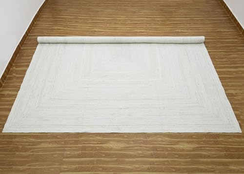 Tapis en jute tressés carrés blancs solution gain de place petite surface - 7