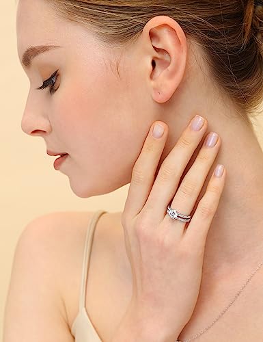 Eamti 1.25Ct 925 Sterling Silver Bridal Ring Sets Round Cz Engagement Promise Rings For Her Cubic Zirconia Wedding Bands For Women Size 6 #TOP4