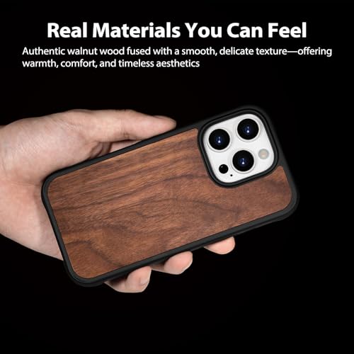 Coque en bois iPhone 16 Pro Belemay MagSafe antichoc - 3