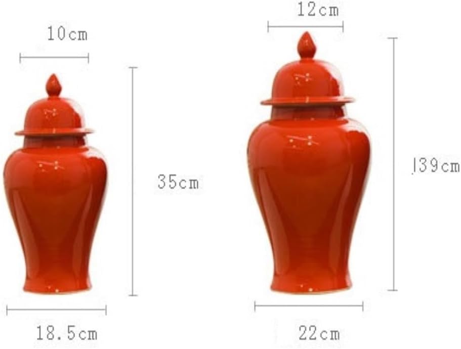 Food Storage Jar,Decorative Jar Ginger Jar Vase Decor Ceramic Red Ginger Jar with Lid Exquisite Beautiful Decorative Porcelain Jars Temple Jar with Lids Ginger Jars Storage,