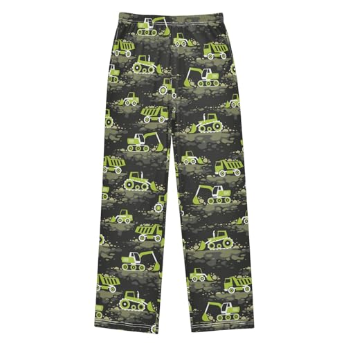 ZZXXB Retro Bulldozer Boys Long Pants Soft Trousers Elastic Waist Kids Lounge Bottoms with Pockets S-XL