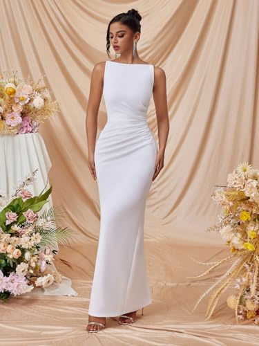 Wedding Guest Dresses for Women Formal Evening Party Year-Round Sleeveless Slim Split Evening Gowns Long Prom Dress4