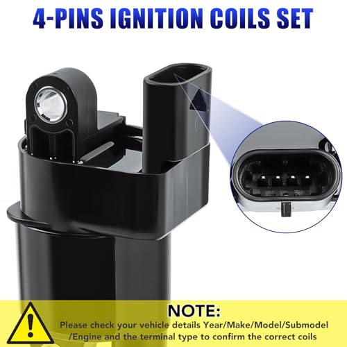 Image of Ignition Coil Pack & Spark Plugs for Chevy Silverado GMC Sierra 5.3L V8 | for 2014 2015 2016 2017 2018 2019 2020 Chevy Silverado 1500 Suburban Tahoe Camaro GMC Sierra Yukon Coils & Spark Plugs, UF742