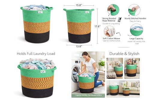 Image of ☆LBY ute Cotton Basket, Handcrafted Woven Storage Planter Basket for Home Decor, Multi-Purpose Bag with Handle for Living Room Bathroom Laundry & Toys cat shape (green 13.8 x 17.8 inch)