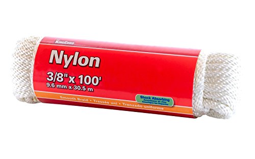 Image of KingCord | 100 ft x 3 /8-in Smooth Braid Nylon Rope, 280 lb Capacity, White