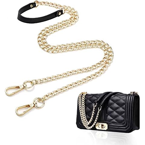 JINXAIN Leather Straps Bag Chain 120cm Bag Gold Chain Handbag Chain Replacement Handbag Strap Purse Chain for Bag Wallets Handbag Backpack DIY Crafts (Gold) Cover