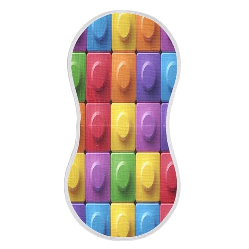 Coloured Building Blocks Burp Cloths Cotton Baby Washcloths,Large 22x11in Burping Cloth Absorbent and Soft for Newborn Baby Boys and Girls,2 Pack