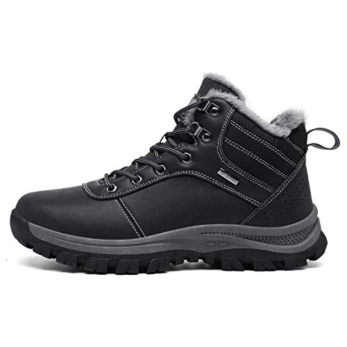 Image of TSIODFO Men's Waterproof Snow Boots Leather Hiking Boot