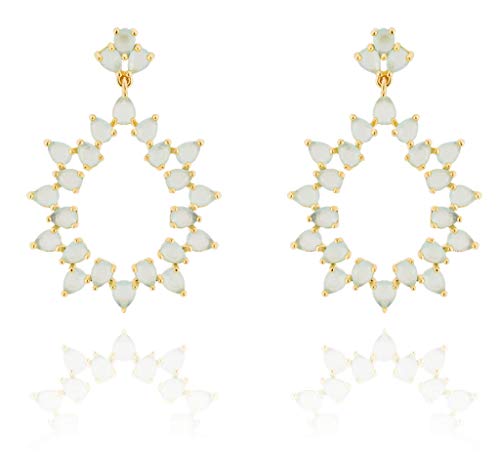 Concept8 Gold plated tear drop cubic zirconia earrings with 925 silver post