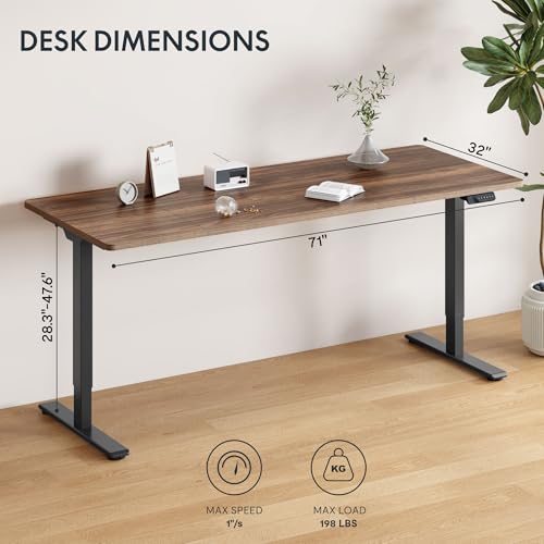 Image of FLEXISPOT 79 inchx32 inch Electric Standing Desk, Black Walnut | Dual Motor, 198 LBS Capacity, Spacious Workspace, Multi-Monitor Setup, Home Office & Creative Studio