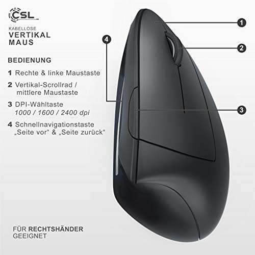 Bluetooth Maus CSL Computer Optische Wireless Kabellos Funk Maus