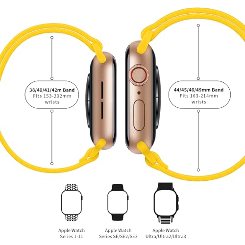 Image of AMANECER Stretchy Nylon Watch Band Compatible with Apple Watch Series 11 /10 /9 /8 /7 /6 /5 /4 SE 3 /2 /1, Adjustable Braided Elastic Sport Loop Rugged Strap for iWatch Women Men (Ginger Yellow, 38 /40 /41 /42MM)