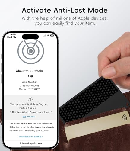 Image of Ultra-Thin Wallet Tracker Card [Apple MFi Certified] Air Tag Card-Style Works with Apple Find My Tracking Your Passport /Luggage /Purse, Preventing Loss of Items