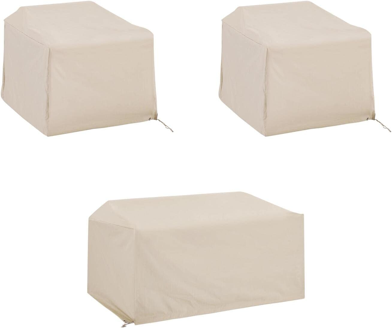 Maykoosh Patio Furniture Covers 3pc Set - Loveseat Chair Covers, Washable Vinyl, Rustic Ranch Design, Outdoor Protection
