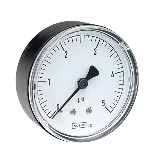 NOSHOK 200 Series 304 Stainless Steel Dry Dial Indicating Low Pressure Diaphragm Gauge with Bottom Mount, 4