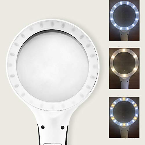 Loupe à main 30x avec éclairage LED et 3 modes de gradation pour lecture et loisirs