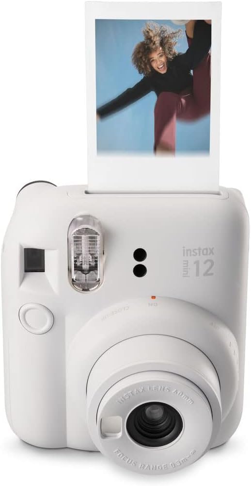 Fujifilm Instax - Camera Mini 12 in argilla bianca con confezione da 10 pellicole