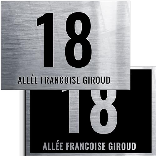 Plaque Numéro Maison Personnalisable 150x100mm - Numéro Boite aux Lettres - Aluminium Brossé Made in France