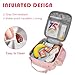 CLOUDWINGS Initial Insulated Lunch Bag for Girls Kids, Back to School Gift, Reusable Leak-proof Lunch Box with Adjustable Strap for School Daycare Travel Picnic (Pink,A)